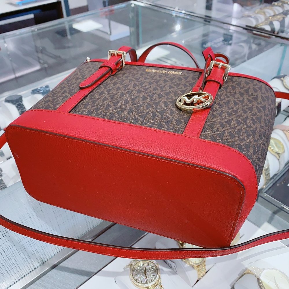 MK JST LEATHER XS TOTE SATCHEL BAG SCARLET - Picture 2 of 4